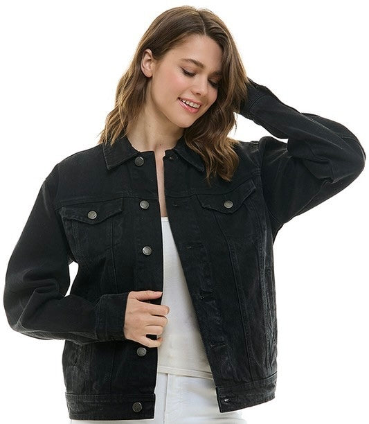 Cotton Casual Denim Jacket-open