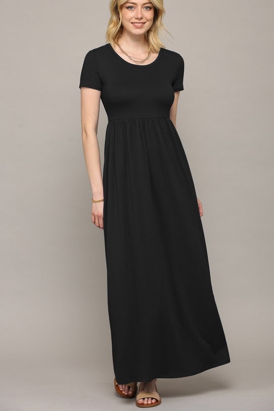 Short Sleeve Maxi Dress With Pockets