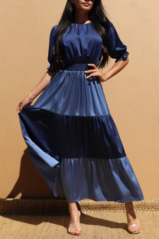 Midi Dress Satin Navy