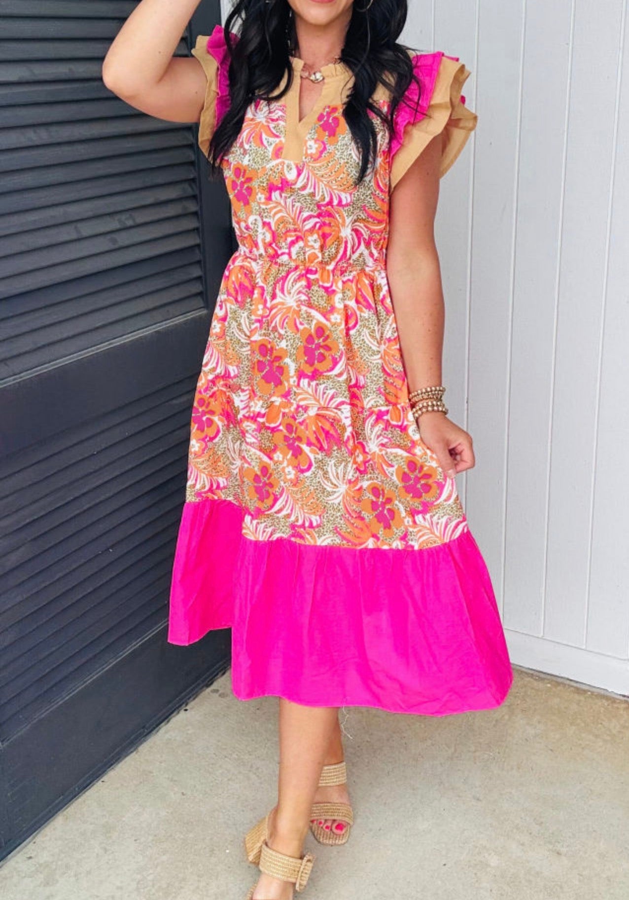 Midi Dress with flared sleeves