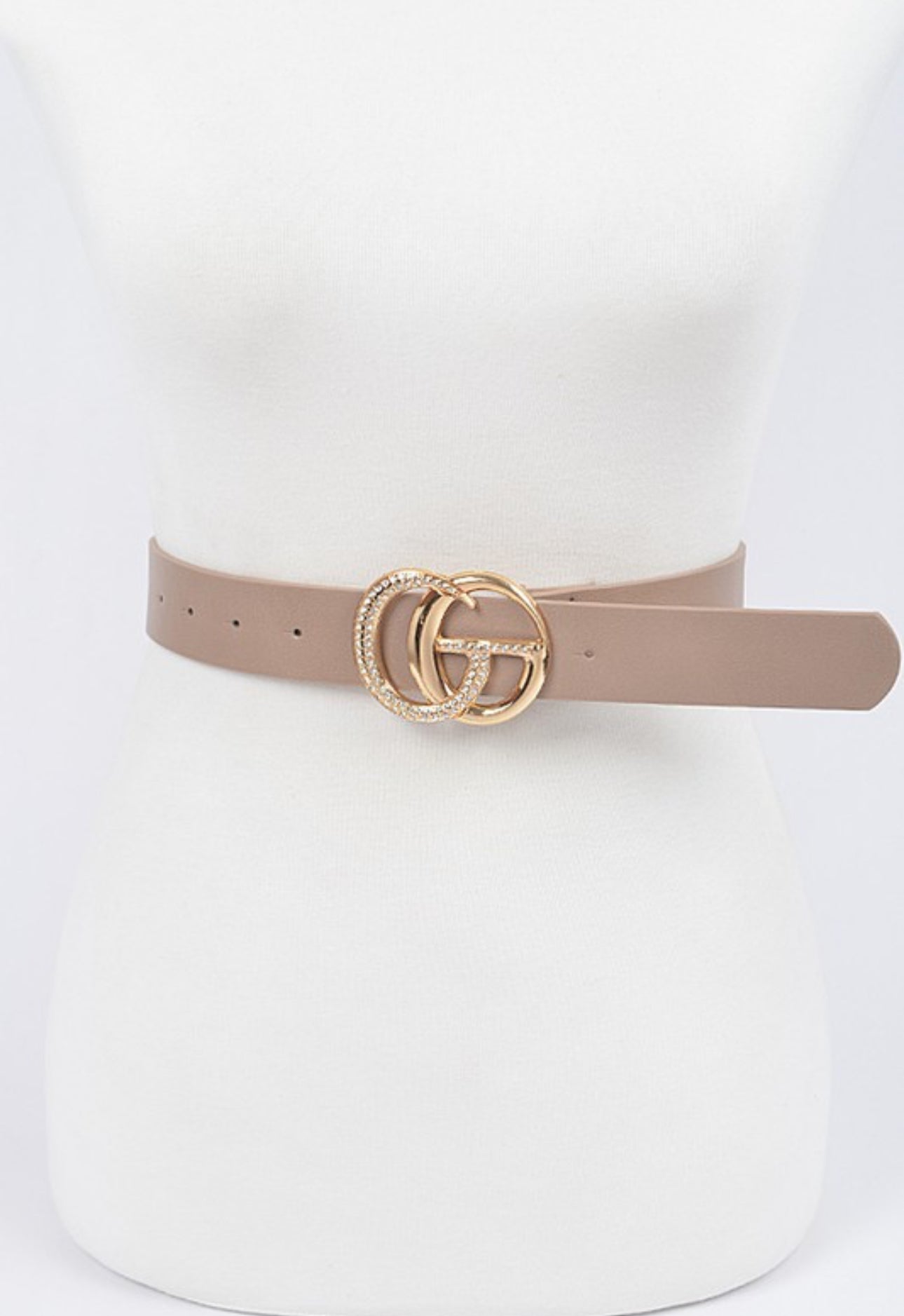 Rhinestone Buckle Faux Leather Belt