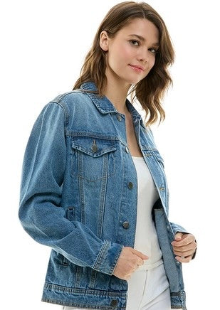 Cotton Casual Denim Jacket-open
