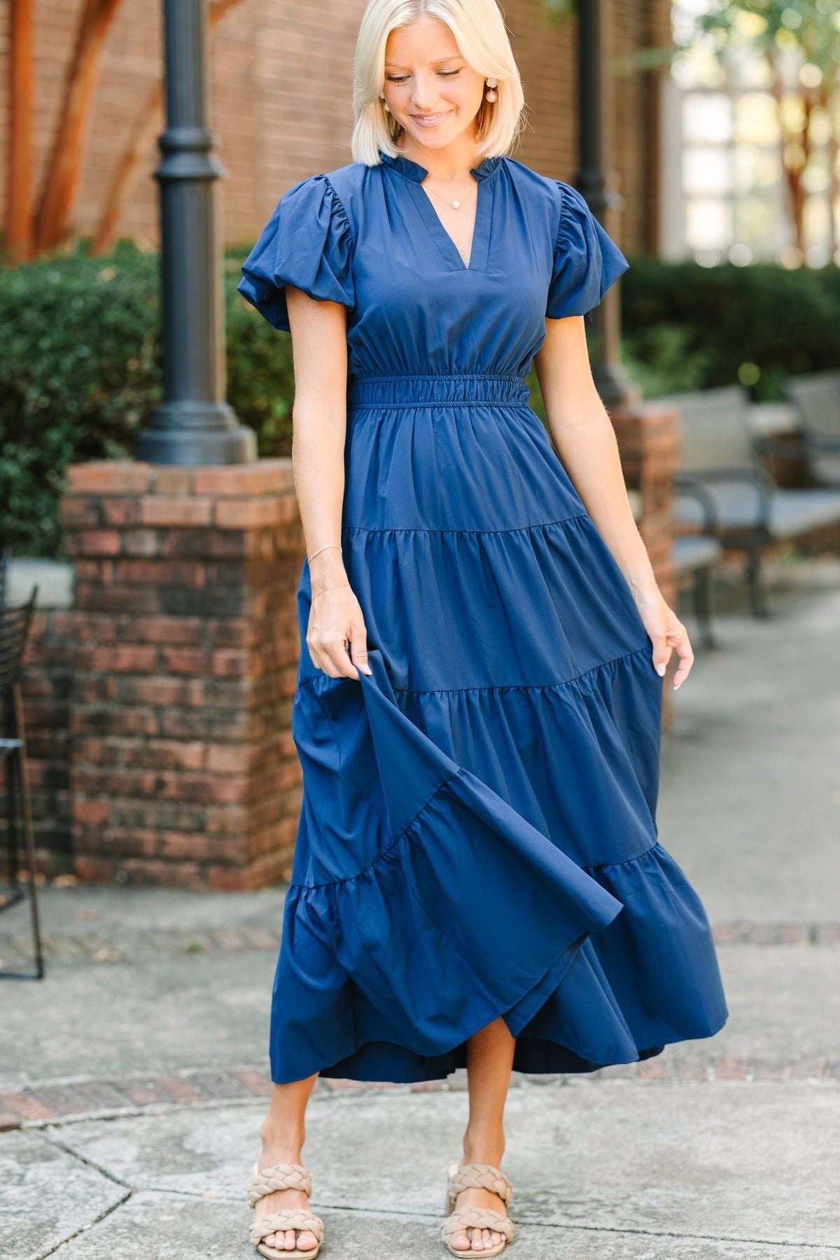 Solid Color Party Daily Beach V-Neck Short Sleeve Princess Dress