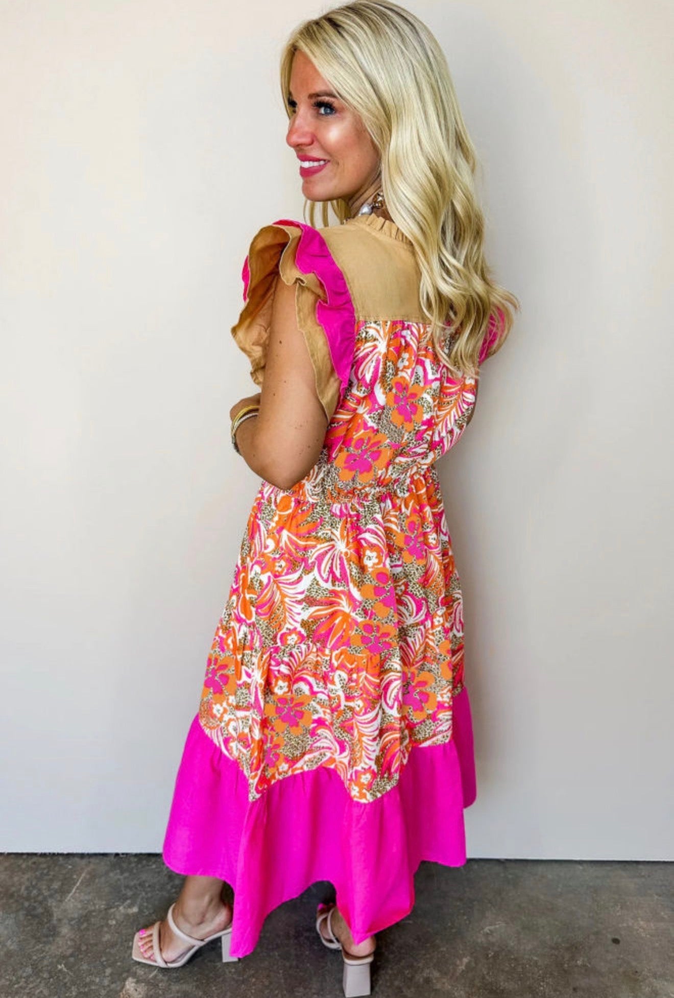 Midi Dress with flared sleeves