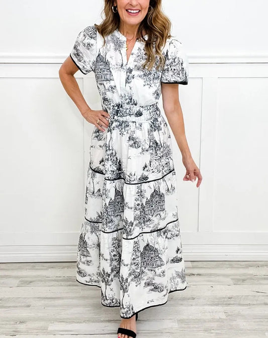 Casual Party V-Neck Round Neck Short Sleeve Swing Dresses