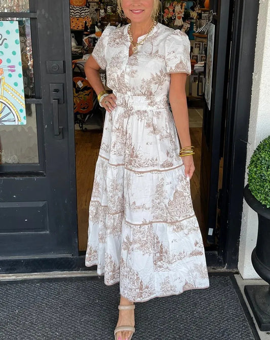Casual Party V-Neck Round Neck Short Sleeve Swing Dresses